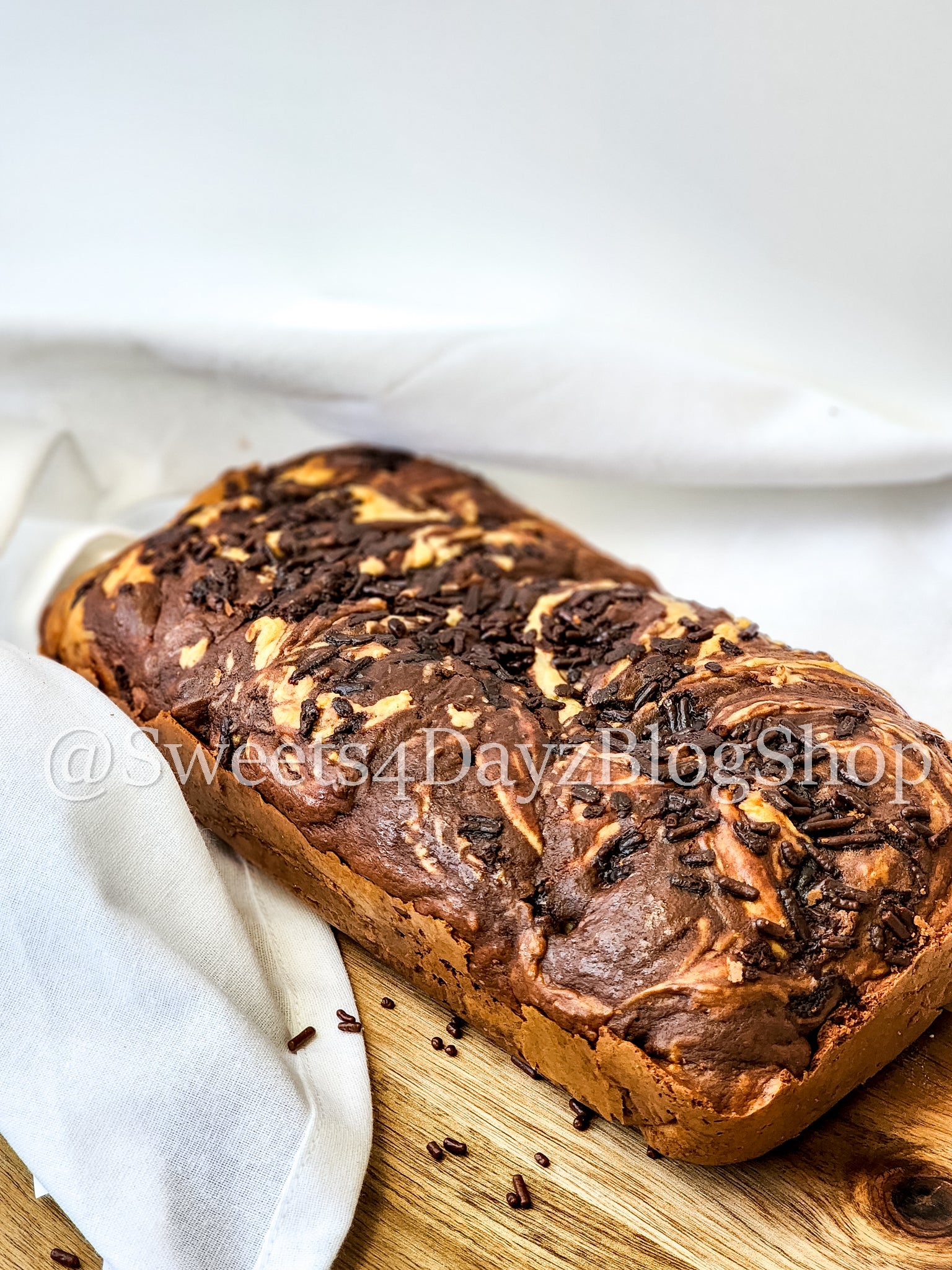 Chocolate Vanilla Swirl Ice Cream Bread on Rhombus