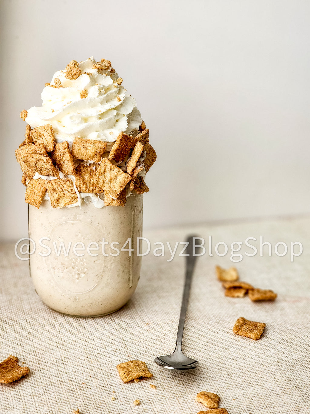 Cinnamon Toast Crunch Milkshake on Linen