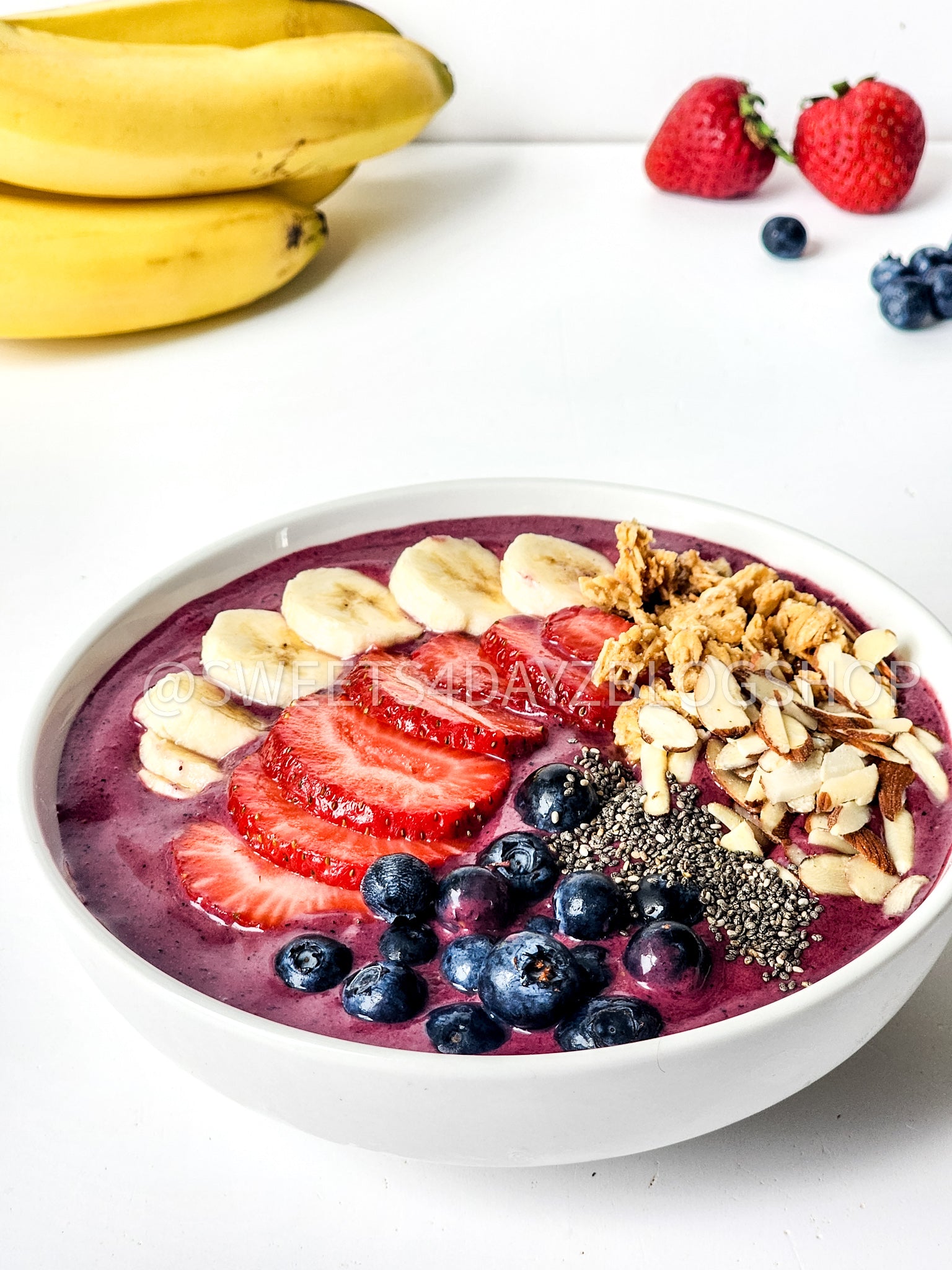 Simple Acai Bowl on White