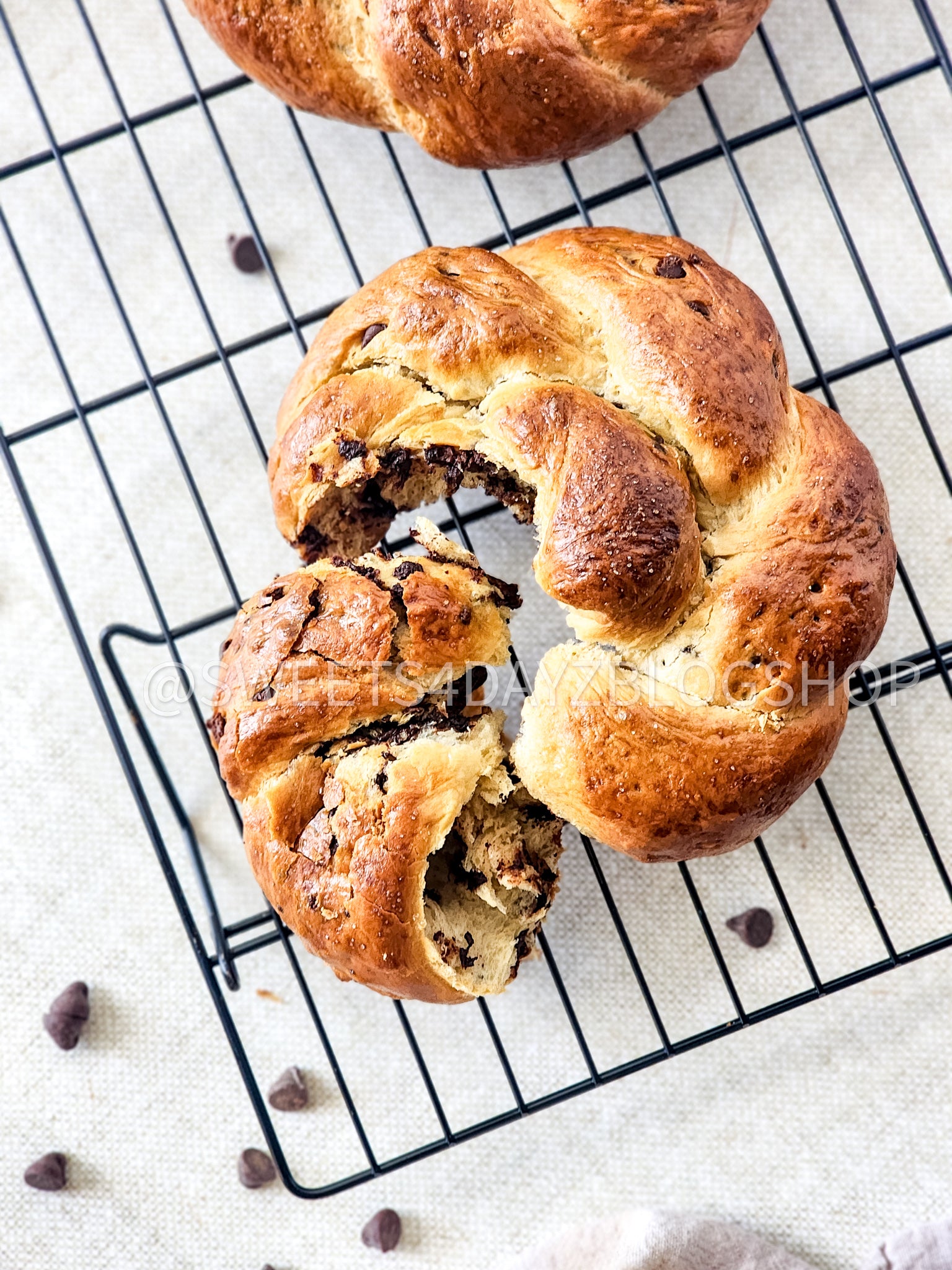 Chocolate Brioche Bread on Linen
