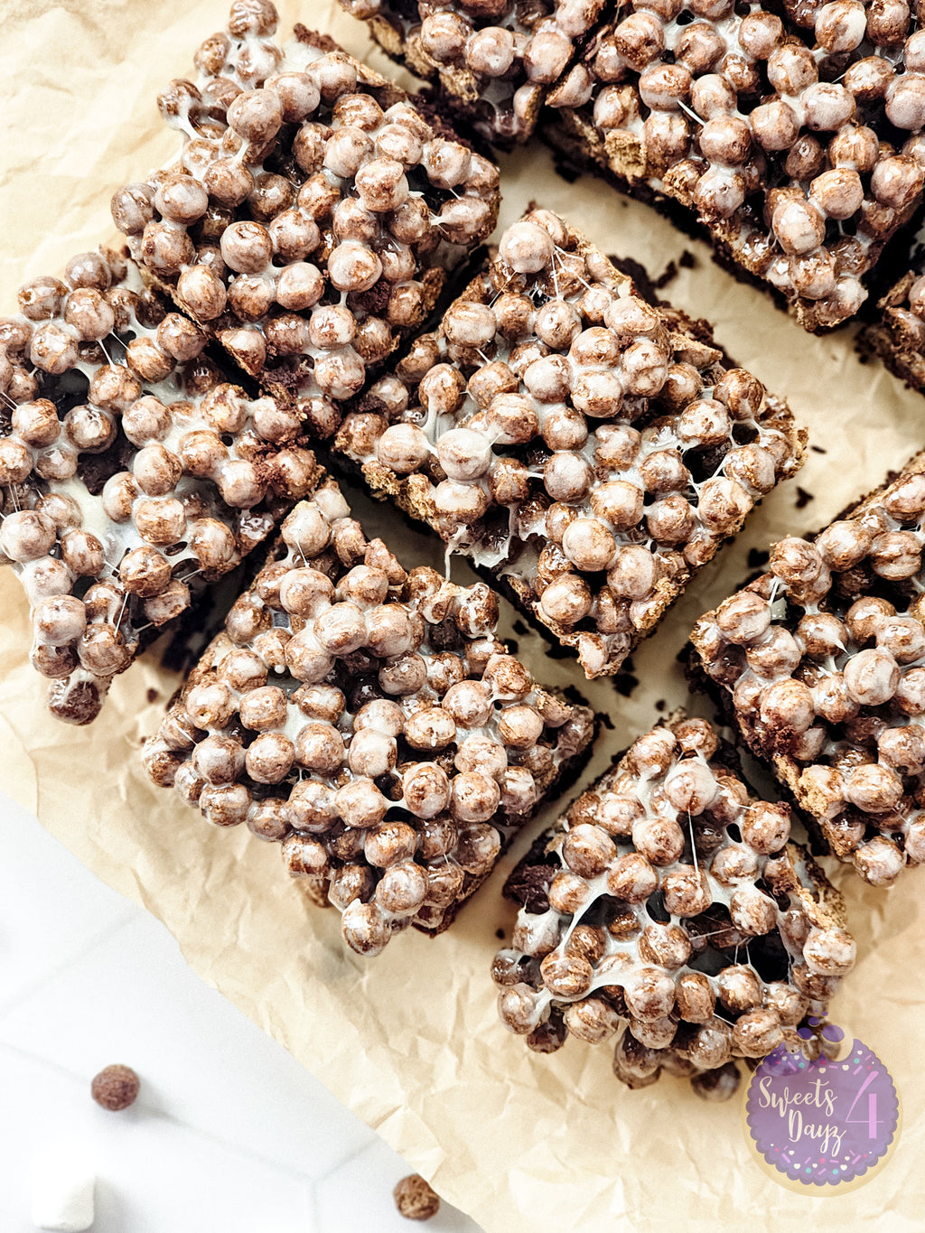 Chocolate Marshmallow Gooey Bars on Rhombus