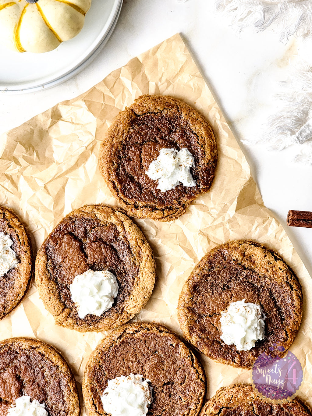 Pumpkin Pie Cookies on Gold Marble