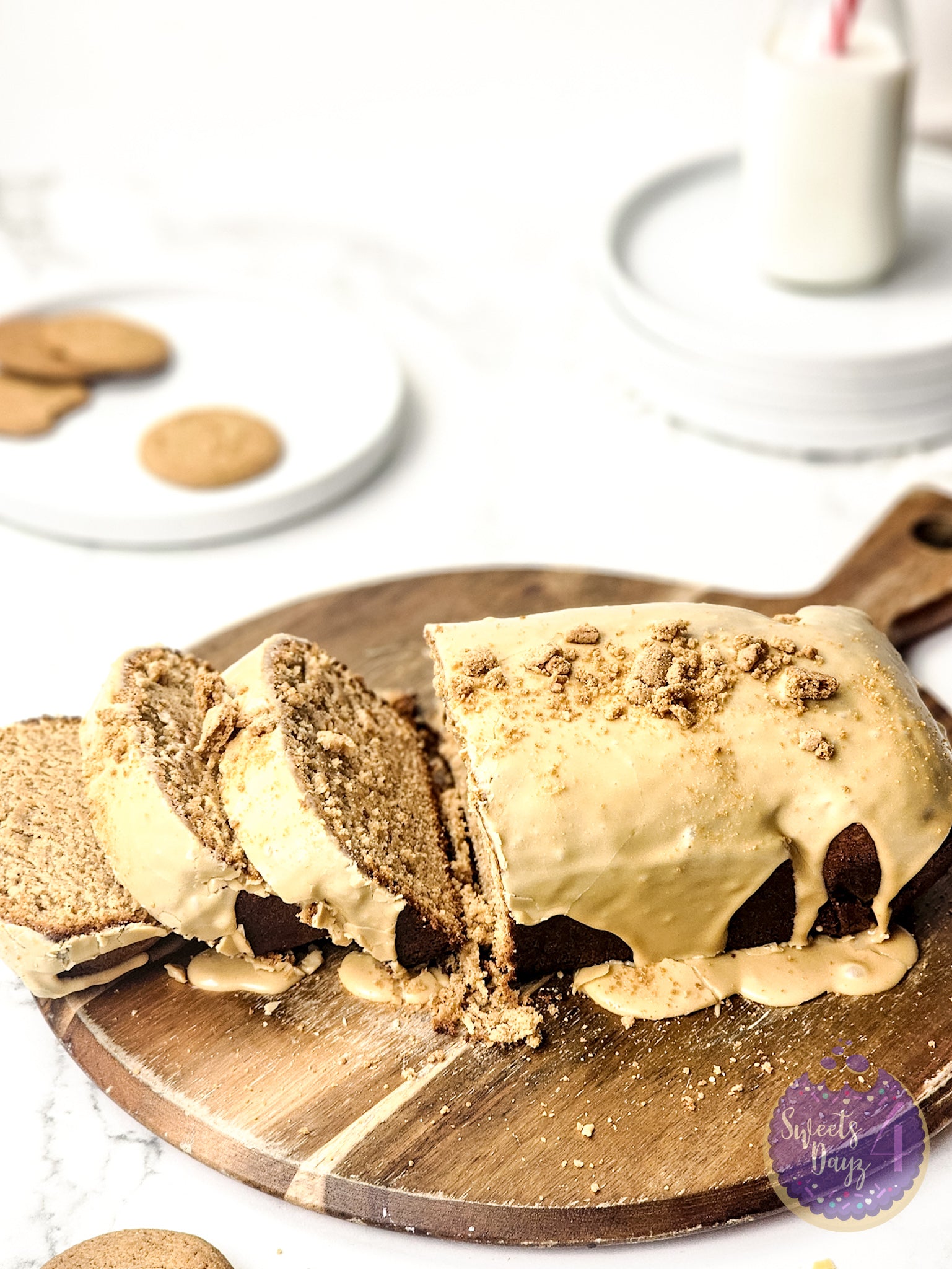 Glazed Gingerbread Pound Cake on Marble