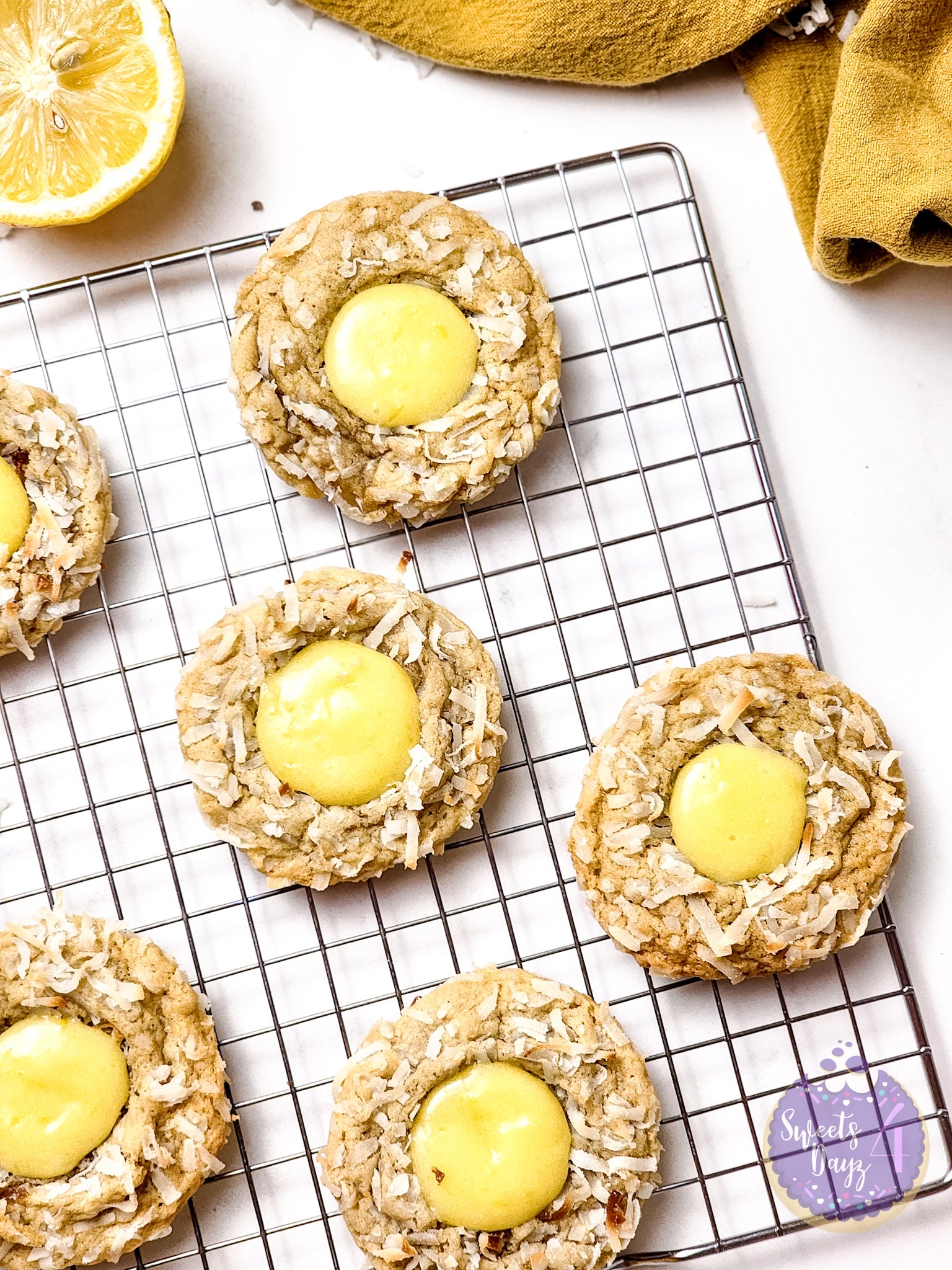 Coconut Lemon Curd Cookies on Marble