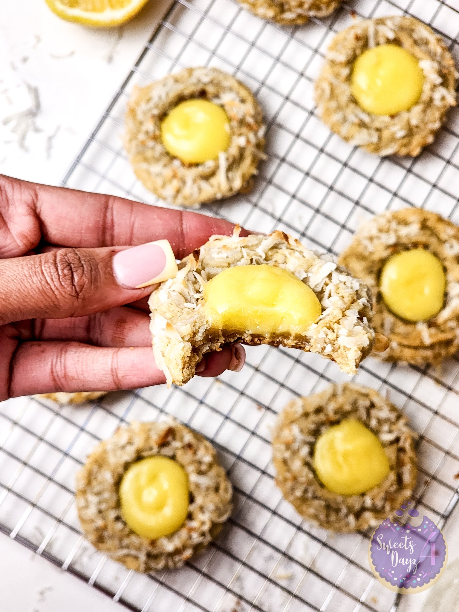 Coconut Lemon Curd Cookies on Marble