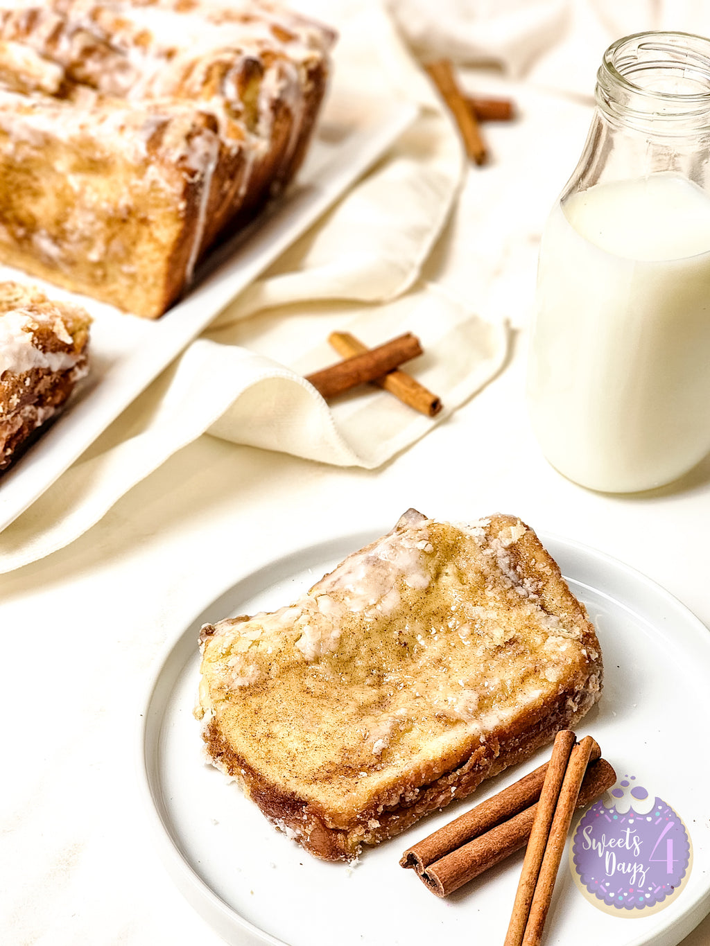 Cinnamon Pull Apart Bread on Gold Marble