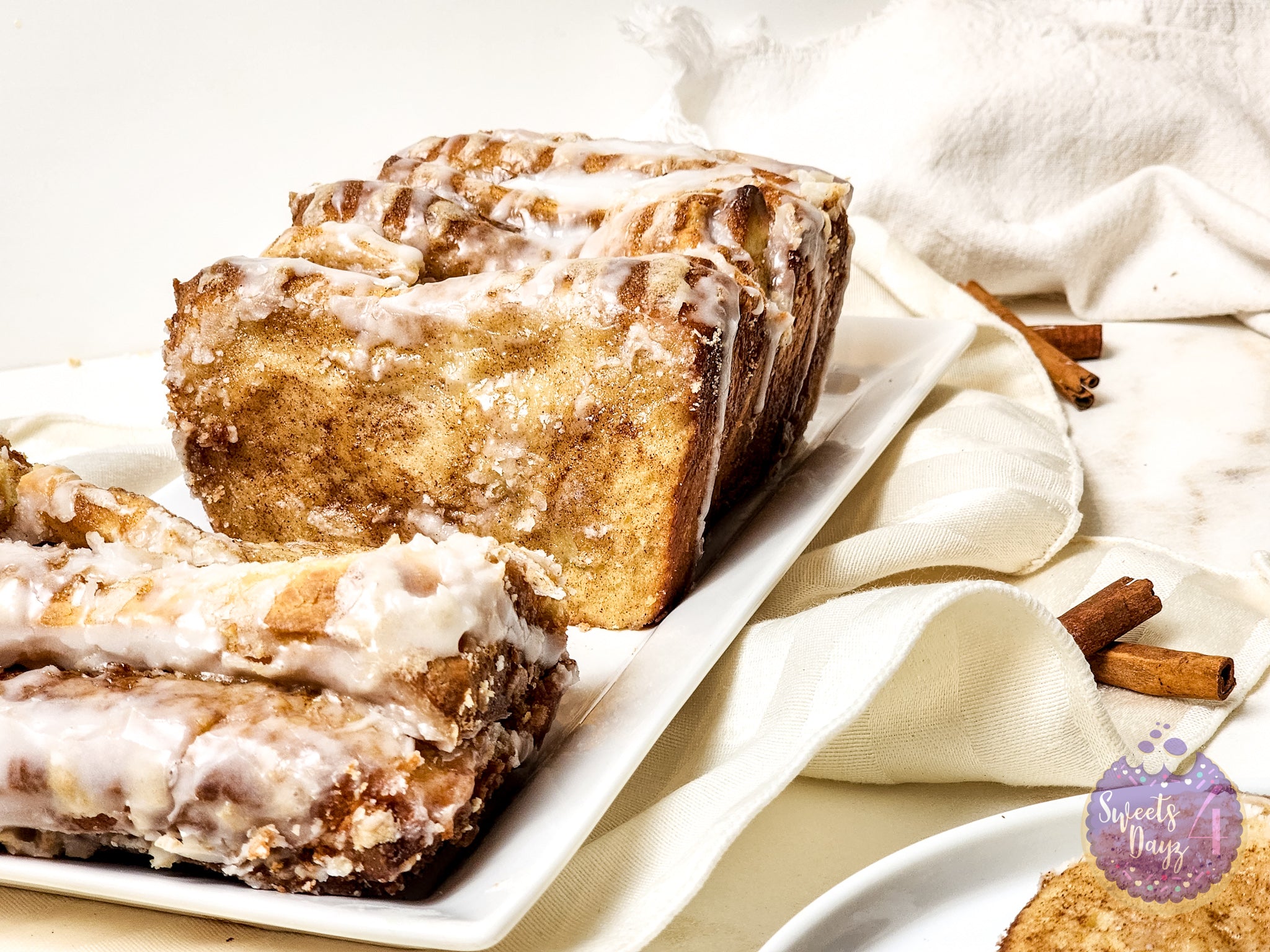 Cinnamon Pull Apart Bread on Gold Marble