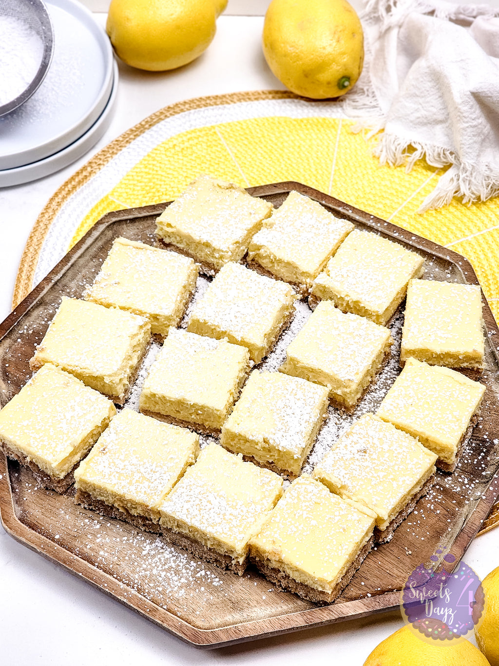 Lemon Cheesecake Bars on Marble