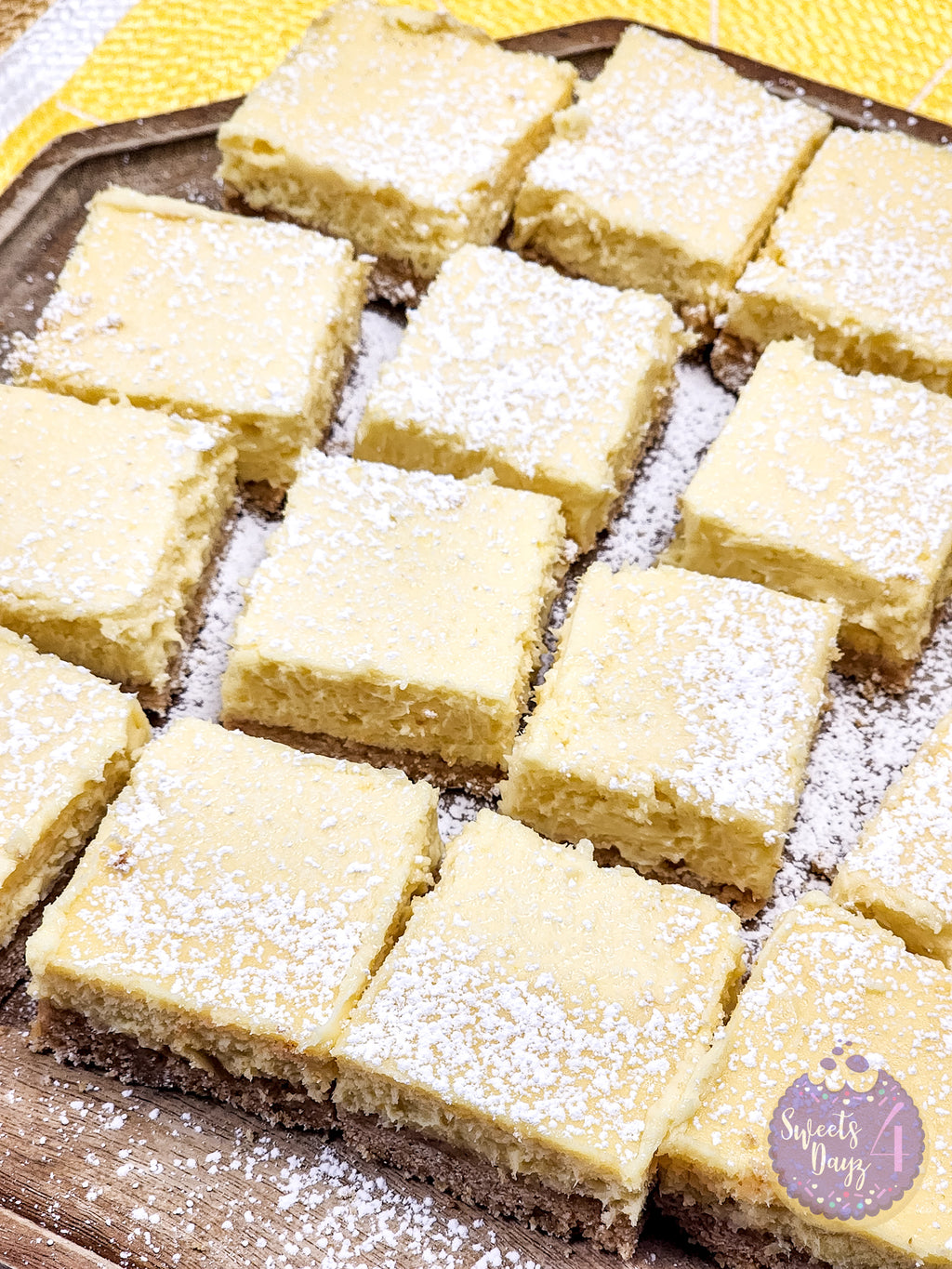 Lemon Cheesecake Bars on Marble