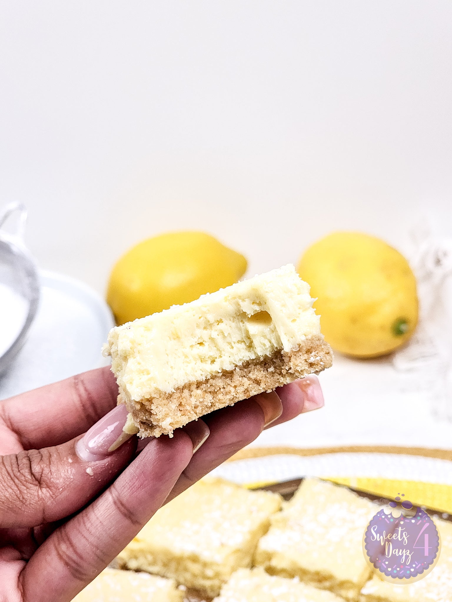 Lemon Cheesecake Bars on Marble