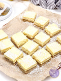 Lemon Cheesecake Bars on Gold Marble