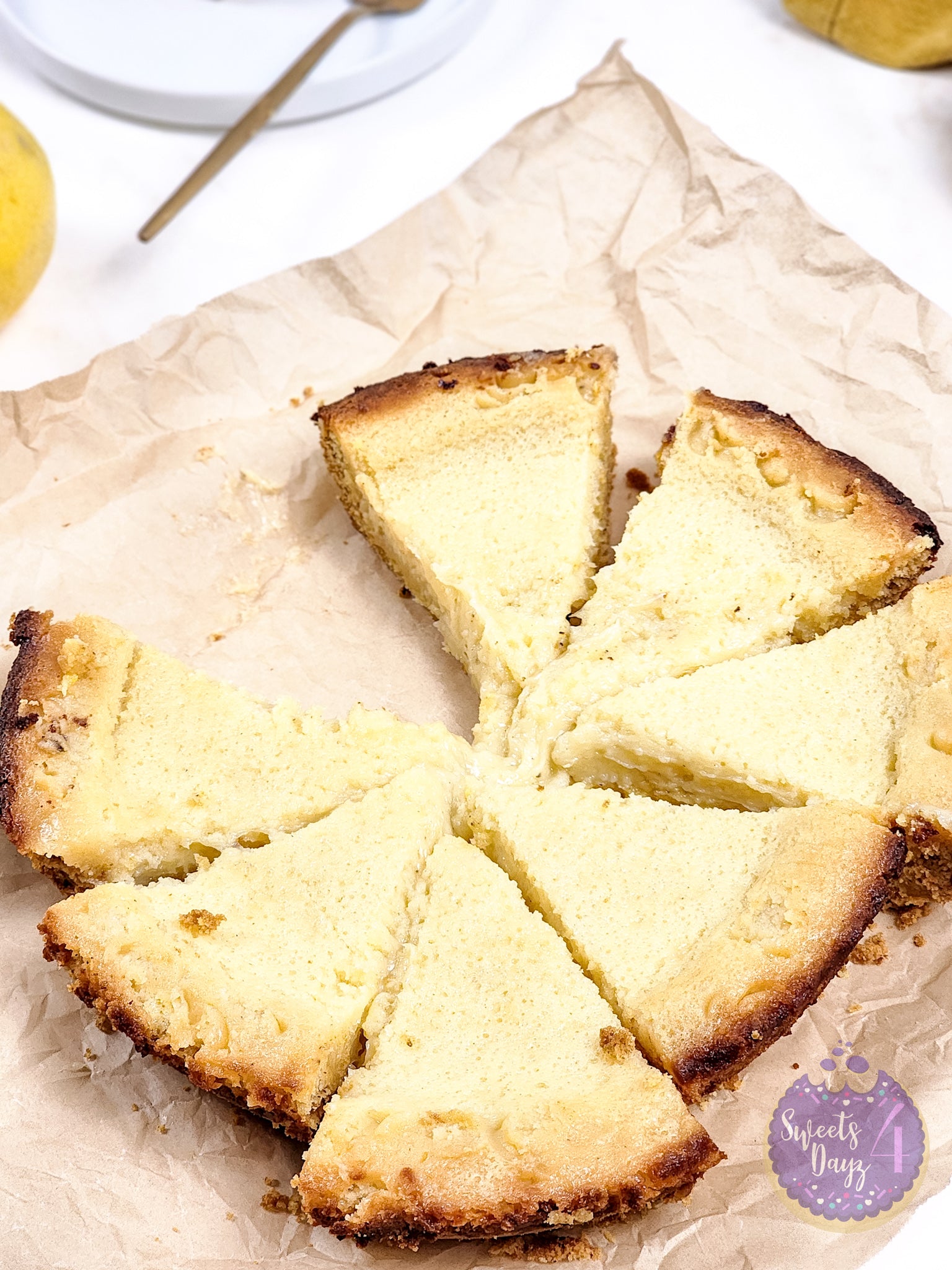 Lemon Gooey Butter Cake on Gold Marble
