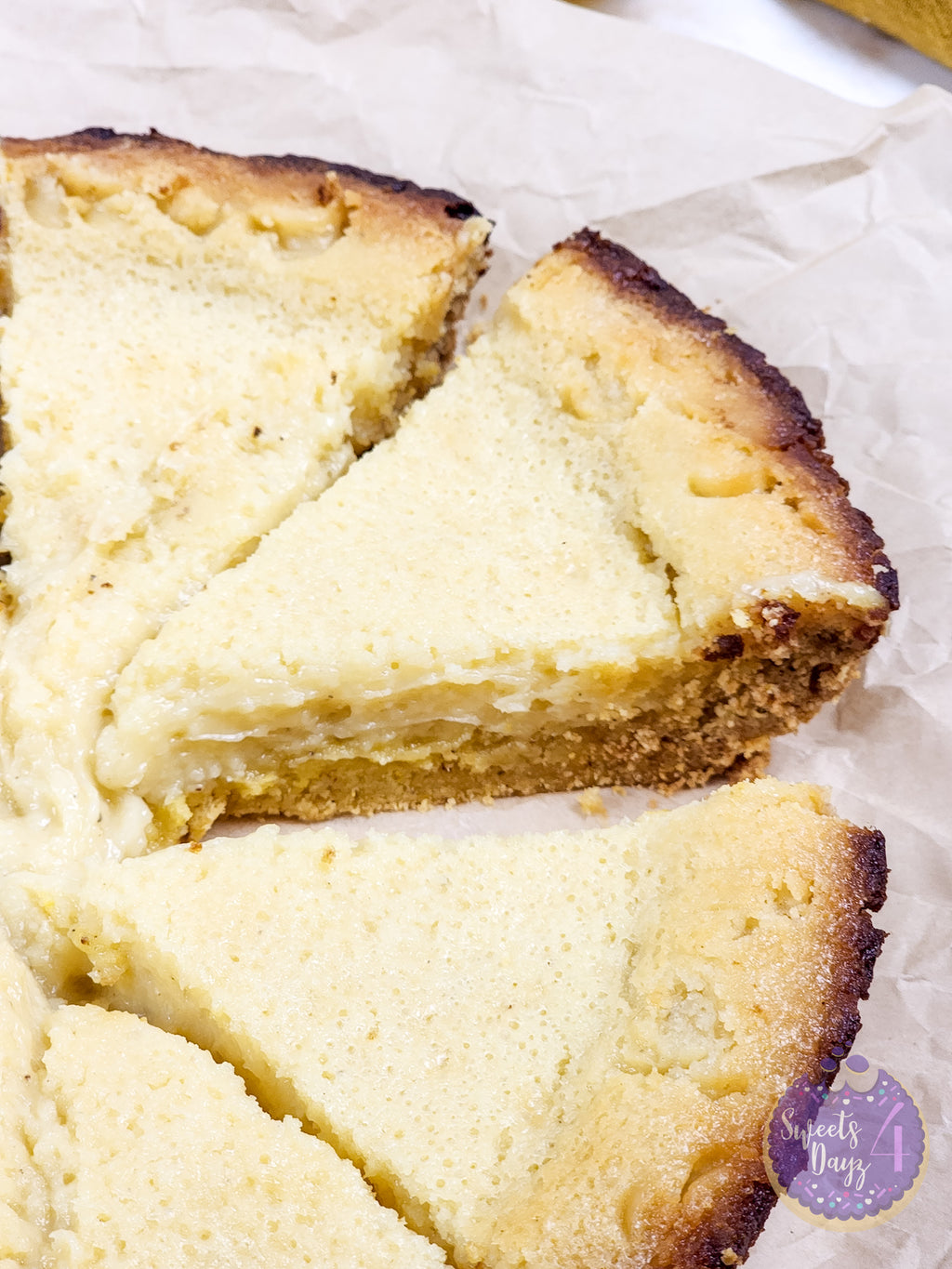 Lemon Gooey Butter Cake on Gold Marble