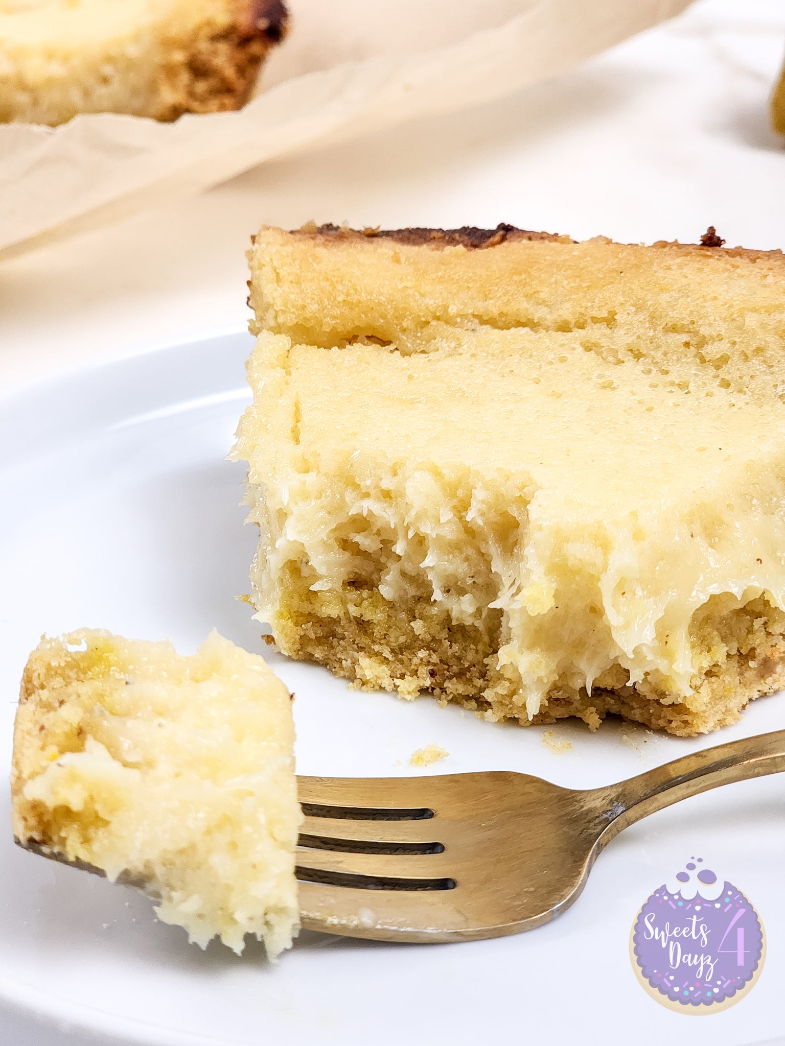 Lemon Gooey Butter Cake on Gold Marble