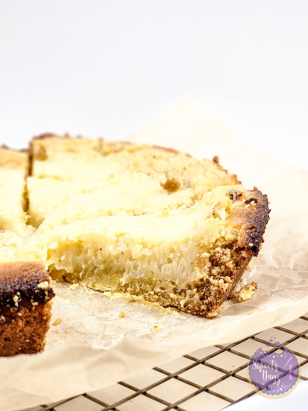 Lemon Gooey Butter Cake on Marble