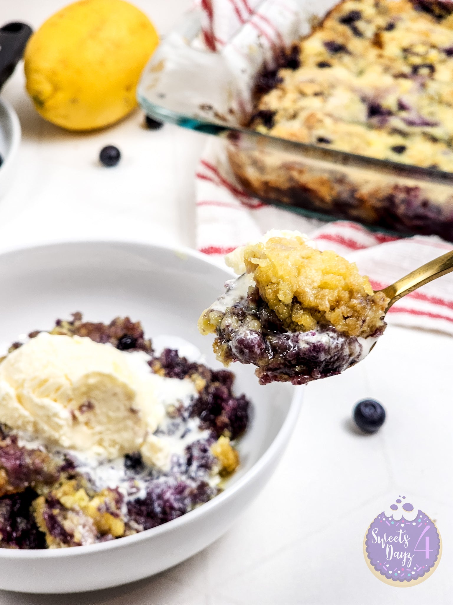 Lemon Blueberry Dump Cake on Rhombus