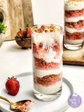 Strawberry Crunch Parfait on Gold Marble