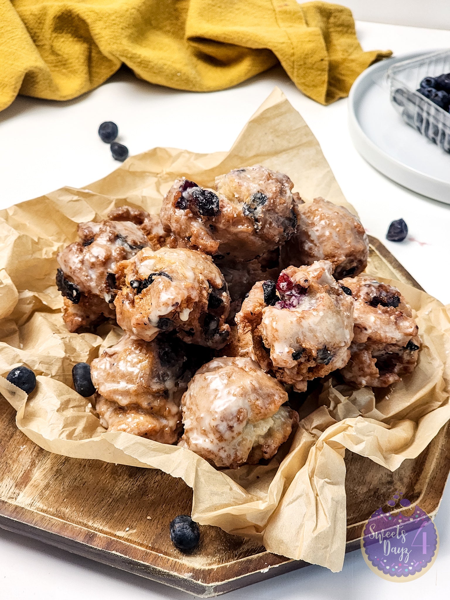 Blueberry Donut Holes on White