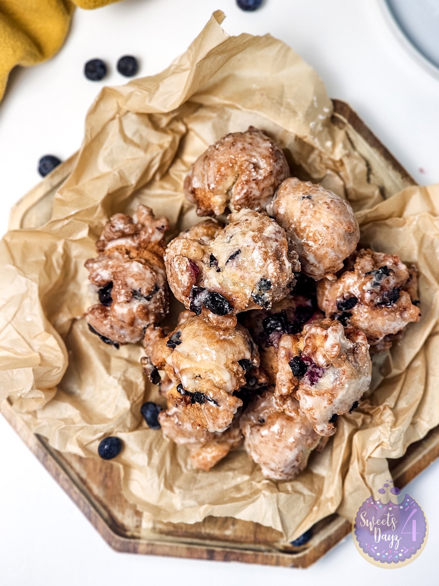 Blueberry Donut Holes on White