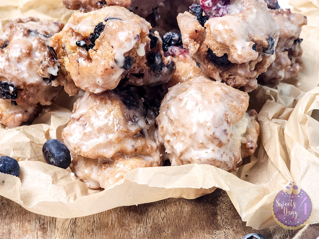 Blueberry Donut Holes on White