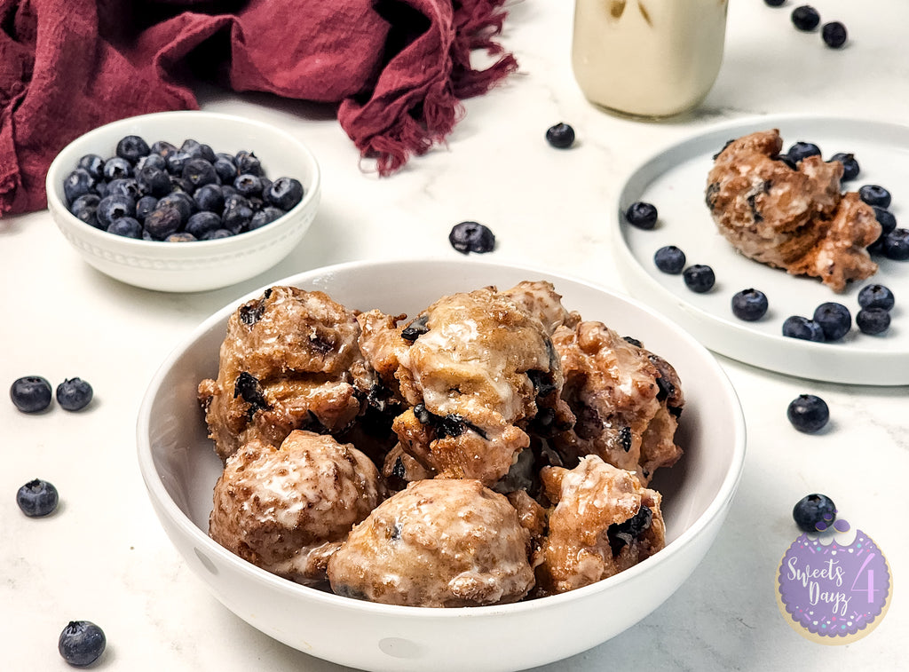 Blueberry Donut Holes on Marble