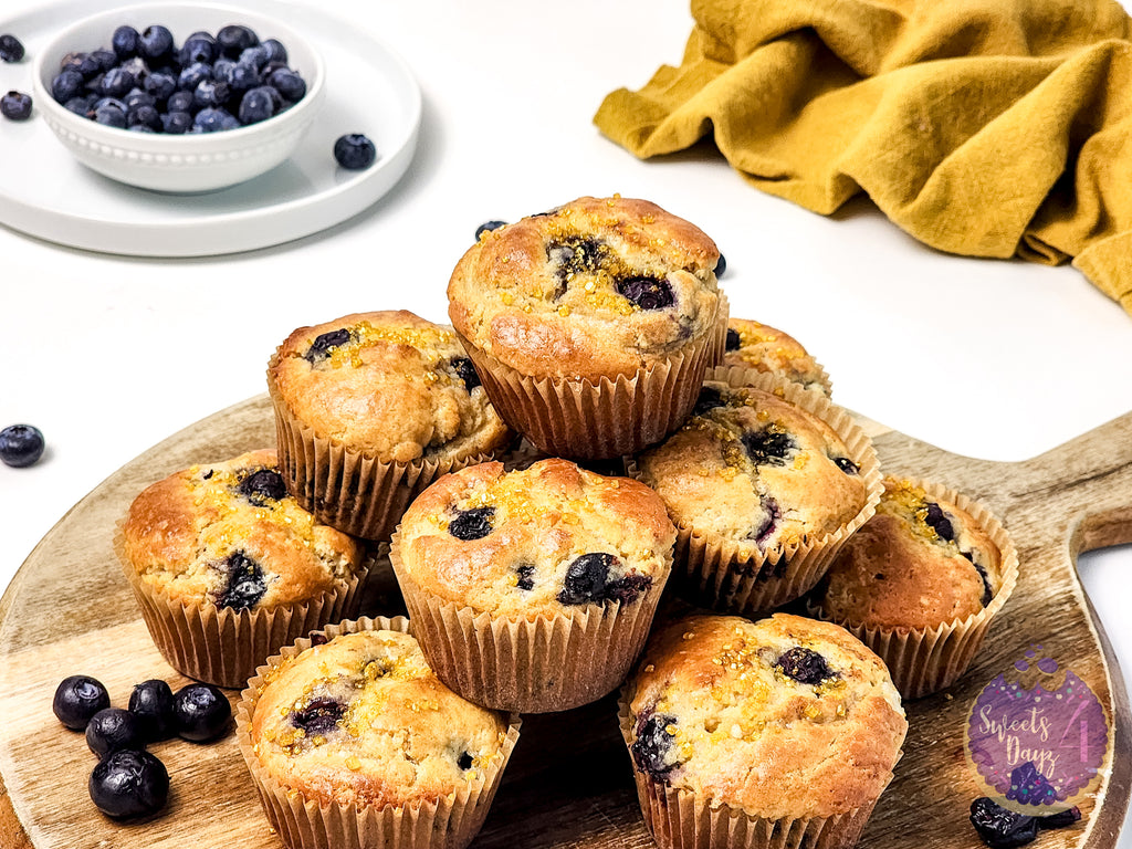 Protein Blueberry Muffins on White