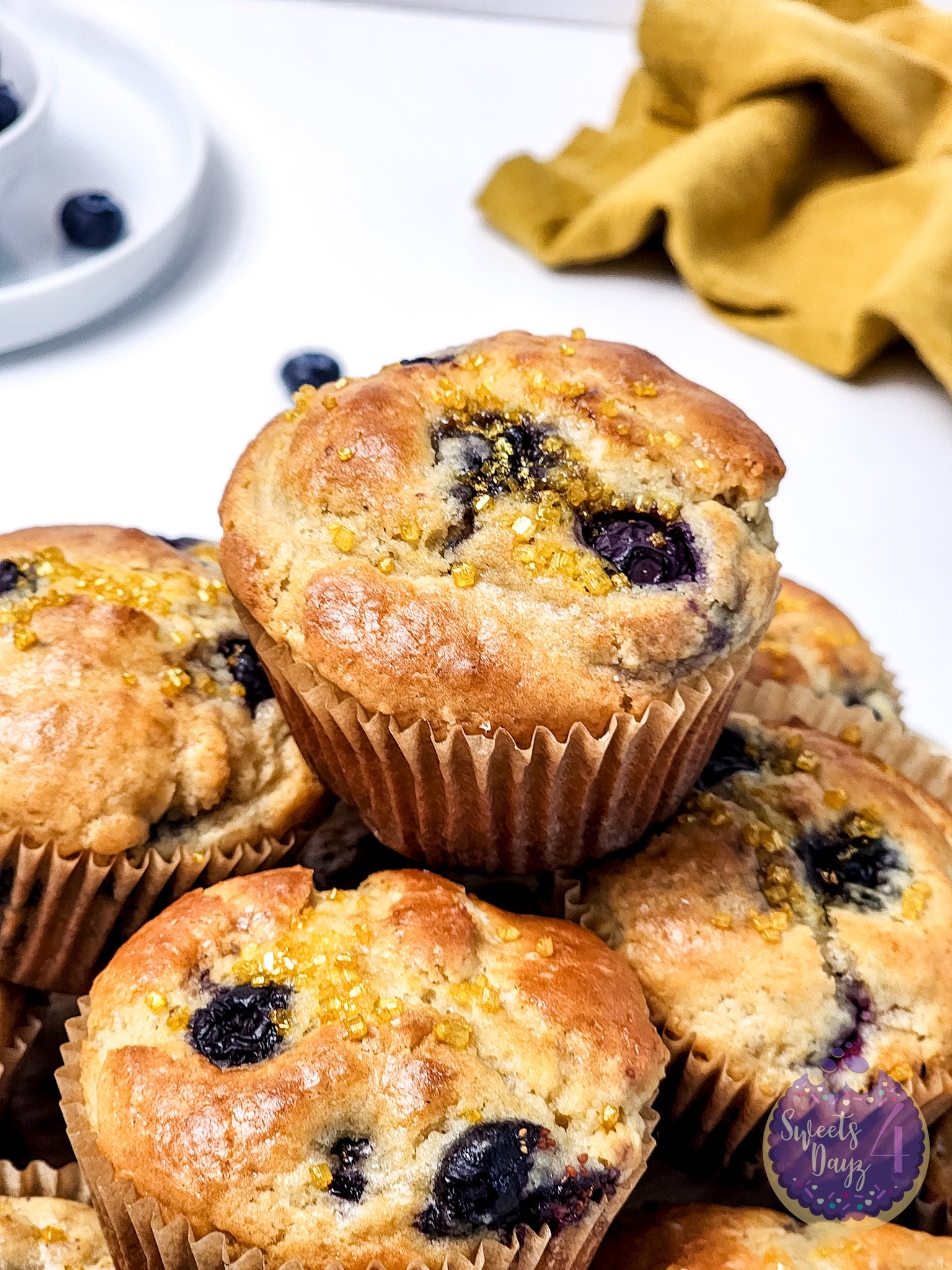 Protein Blueberry Muffins on White