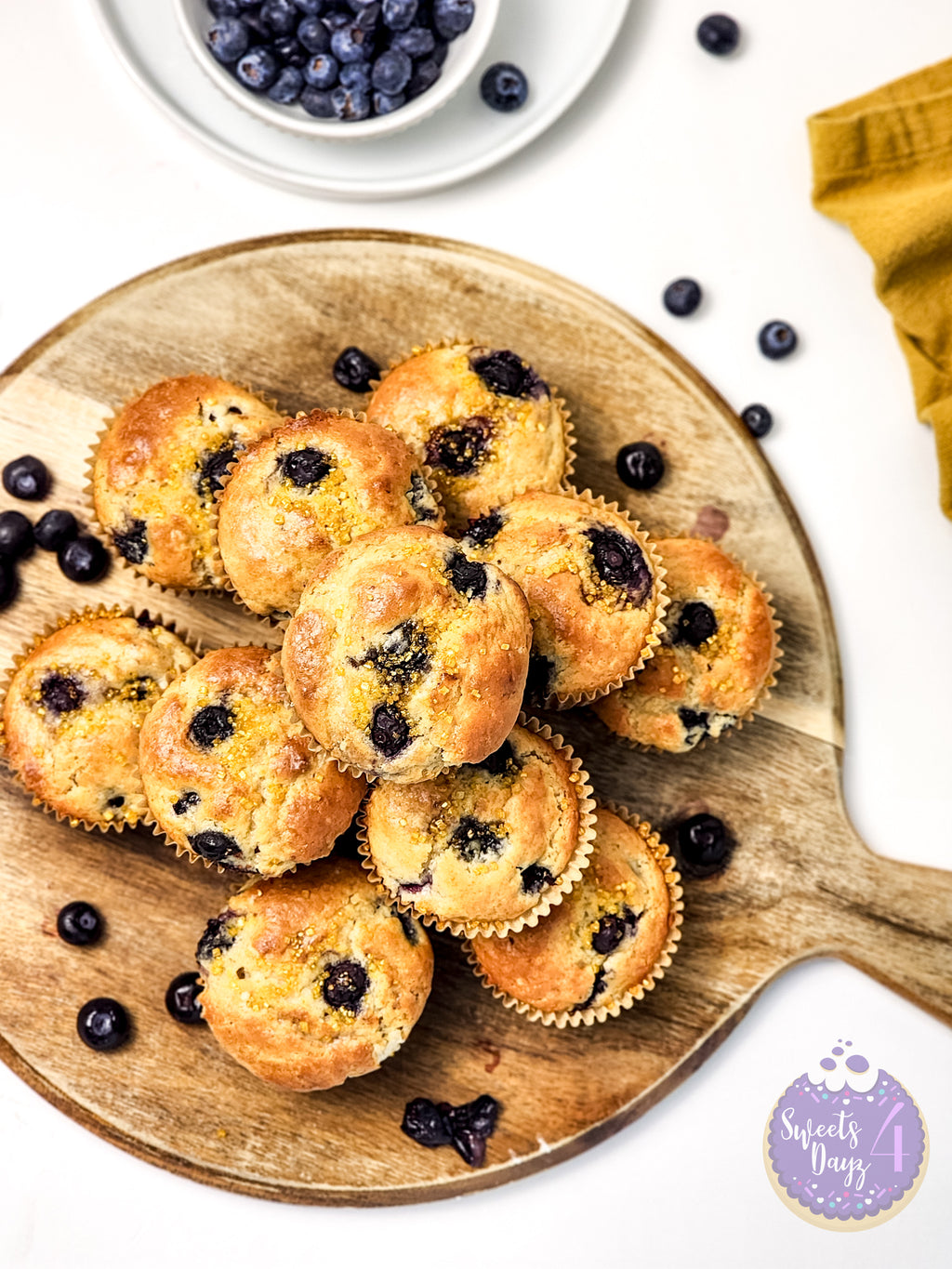 Protein Blueberry Muffins on White