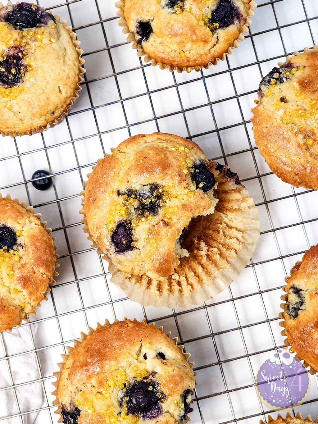 Protein Blueberry Muffins on Marble