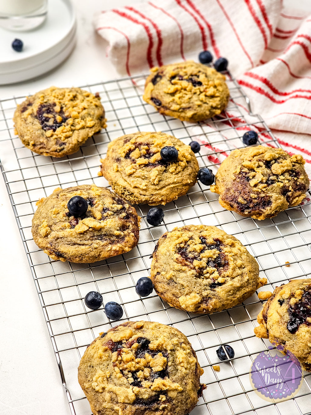 Blueberry Crumble Cookies on Marble
