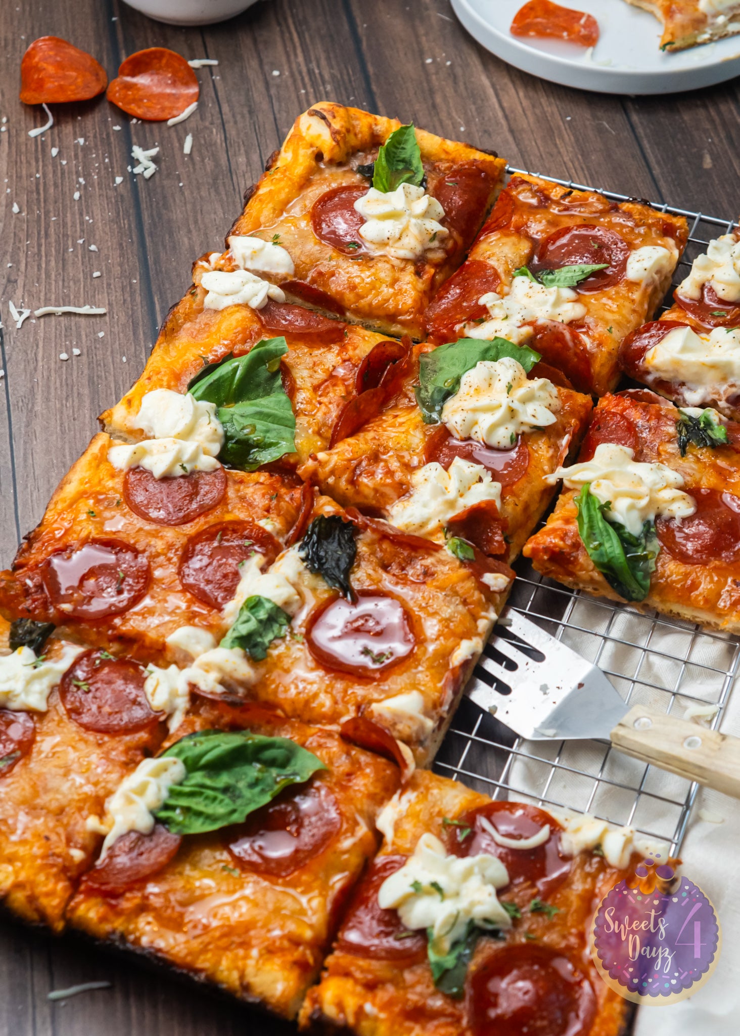 Honey Hot Pepperoni Pizza on Brown Wood (4K Quality)
