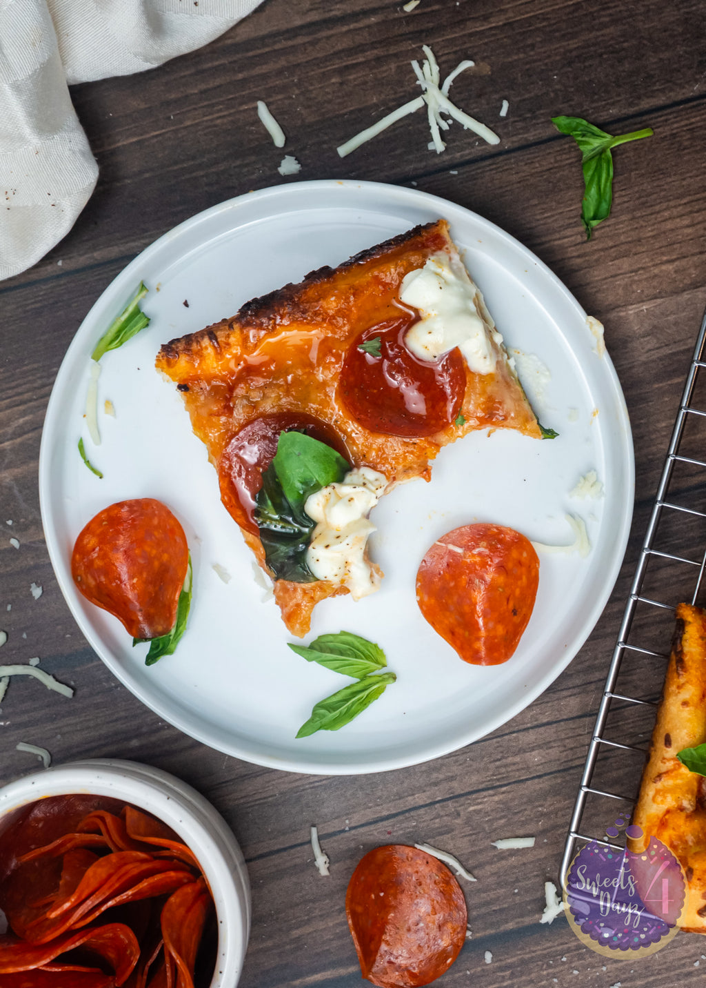 Honey Hot Pepperoni Pizza on Brown Wood (4K Quality)